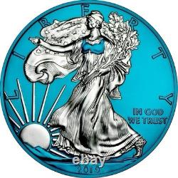 Pièce de 1 oz American Silver Eagle $1 2019 Espace Bleu Métaux de l'Espace (500 Mintage)