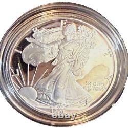 Pièce de collection American Silver Eagle Bullion Proof de 1 $ de 1991 avec boîte et certificat d’authenticité