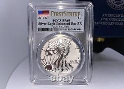 Pièce de monnaie américaine American Eagle 1 Oz. en argent 2019-S, épreuve de revers améliorée, 19XE PCGS PR69