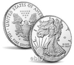 Pièce de monnaie commémorative américaine en argent, preuve d'aigle américain, 75e anniversaire de la fin de la Seconde Guerre mondiale (WW2) en 2020.