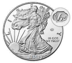Pièce de monnaie commémorative américaine en argent, preuve d'aigle américain, 75e anniversaire de la fin de la Seconde Guerre mondiale (WW2) en 2020.