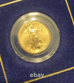Pièce de monnaie de 5 $ American Eagle 2001 en lingot dans une boîte en velours bleu - Véritable monnaie de la US Mint