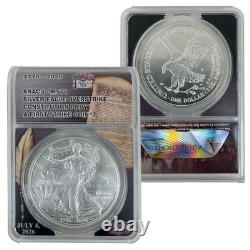 Pièce en argent 1 oz Silver Eagle surfrappée 1776-2026 Constitution Privy MS70<br/>  
