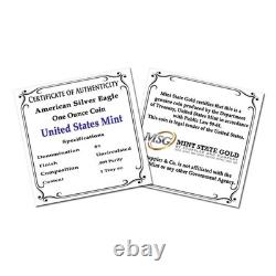 Pièce en argent américain Eagle certifiée aléatoire, 1 oz, 1 $ BU, pièces en coffret T