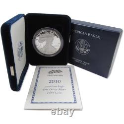 Pièce en argent américain Silver Eagle 2010 W Proof de choix en bullion 1 $ OGP COA
