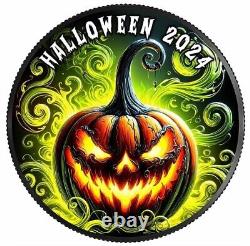 Pièce en argent colorisée Halloween 1 oz American Eagle des États-Unis 2024
