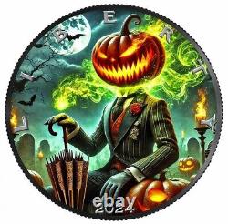Pièce en argent colorisée Halloween 1 oz American Eagle des États-Unis 2024