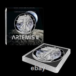 Pièce en argent colorisée de 1 oz de la mission lunaire Artemis II de la NASA, American Eagle 2026