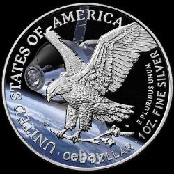 Pièce en argent colorisée de 1 oz de la mission lunaire Artemis II de la NASA, American Eagle 2026