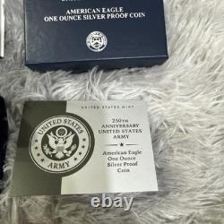 Pièce en argent de preuve d'une once American Eagle pour le 250e anniversaire de l'Armée des États-Unis