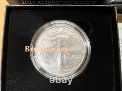Pièce en argent non circulée Burnished American Eagle d'une once 2021 boîte COA 21EGN