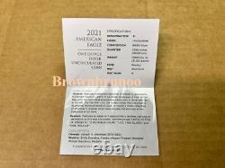 Pièce en argent non circulée Burnished American Eagle d'une once 2021 boîte COA 21EGN