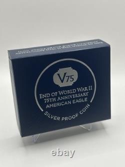 Pièce en argent proof américaine Eagle 1 OZ - 75e anniversaire de la fin de la Seconde Guerre mondiale