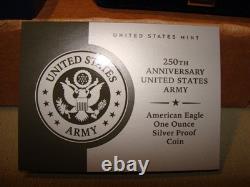 Pièce en argent proof d'une once de l'aigle américain pour le 250e anniversaire de l'armée américaine