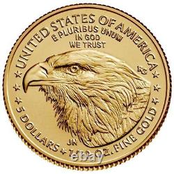 Pièce en or Eagle américain 1/10 oz Année aléatoire (BU) Pièce d'or de 5 $ #A618