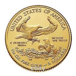 Pièce en or Eagle américain 1/10 oz Année aléatoire (BU) Pièce d'or de 5 $ #A618