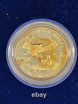 Pièce en or de 1 once American Eagle $50 de 1986-W en version épreuve avec COA et boîte. US Mint BULLION