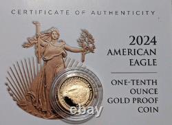 Pièce en or proof de l'Aigle américain 2024 d'un dixième d'once 5 $