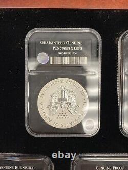 Pièces d'argent American Eagle de l'US Mint - 5 Dollars en épreuve inversée non circulées et polies.