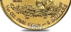 Pré Vente Lot De 5 1/10 Oz D'or American Eagle 5 $ Coin