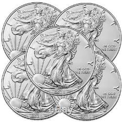 Pré-vente Lot De 5 $ 2020 1 American Silver Eagle 1 Oz Brillant Uncirculated