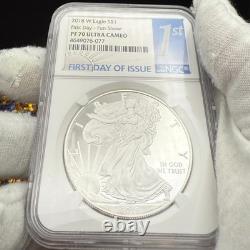 Preuve 2018 W 1 $ Silver Eagle PF70UC Premier jour Fun Show Rare 1 sur 433 Mint