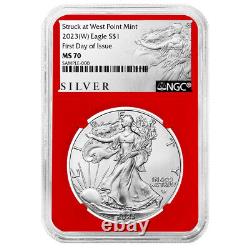 Prévente 2023 (w) $1 American Silver Eagle 3pc Set Ngc Ms70 Ifd Als Label Red W