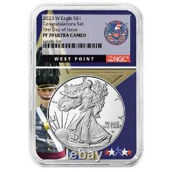 Prévente 2023-w Proof $1 American Silver Eagle Félicitations Ensemble Ngc Pf70uc F