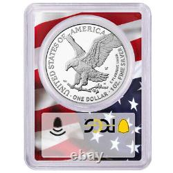 Prévente 2023-w Proof $1 American Silver Eagle Pcgs Pr70dcam Fdoi Flag Frame