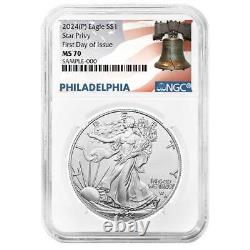 Prévente 2024 (P) $1 Aigle d'argent américain Star Privy NGC MS70 FDI Liberté B