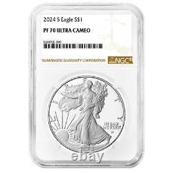 Prévente 2024-S Preuve $1 Aigle en argent américain NGC PF70UC Étiquette brune