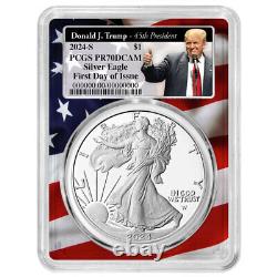 Prévente 2024-S Preuve $1 American Silver Eagle PCGS PR70DCAM FDOI Trump 45ème