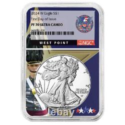 Prévente 2024-W Preuve 1 $ Aigle d'argent américain NGC PF70UC FDI Noyau de West Point