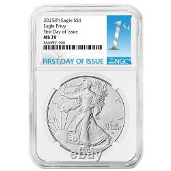 Prévente 2025 (P) 1 $ 1 oz American Silver Eagle Premier Eagle Privy NGC MS70 F