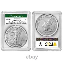Prévente 2025 (P) 1 $ Aigle d'Argent Américain Premier Aigle Privé PCGS MS70 FS Ph