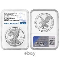 Prévente 2025-P Preuve $1 American Silver Eagle Marine Corps Privy NGC PF69UC