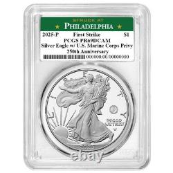 Prévente 2025-P Preuve $1 American Silver Eagle Marine Corps Privy PCGS