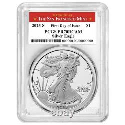 Prévente 2025-S 1 $ 1 oz Épreuve American Silver Eagle PCGS PR70DCAM FDOI San