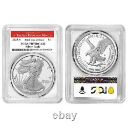 Prévente 2025-S 1 $ 1 oz Épreuve American Silver Eagle PCGS PR70DCAM FDOI San