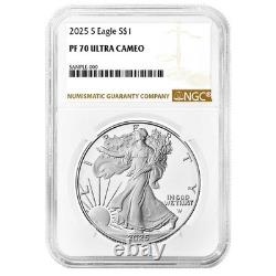 Prévente 2025-S 1 $ 1 oz Proof American Silver Eagle NGC PF70UC Étiquette Marron