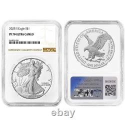 Prévente 2025-S 1 $ 1 oz Proof American Silver Eagle NGC PF70UC Étiquette Marron