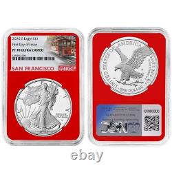 Prévente 2025-S 1 $ 1 oz Proof American Silver Eagle NGC PF70UC FDI Trolley