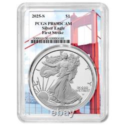 Prévente 2025-S Épreuve $1 Aigle en Argent Américain PCGS PR69DCAM FS Golden Gate