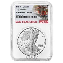Prévente 2025-S Preuve $1 Aigle d'Argent Américain NGC PF70UC ER Étiquette Trolley