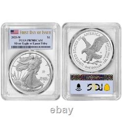 Prévente 2025-W 1 $ 1 oz Preuve American Silver Eagle Laser Beam Privy PCGS PR