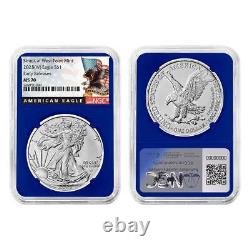 Prévente 2025 (W) $1 American Silver Eagle Ensemble de 3 pièces NGC MS70 ER Étiquette Noire R
