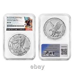Prévente 2025 (W) $1 American Silver Eagle Ensemble de 3 pièces NGC MS70 Étiquette noire rouge