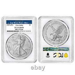 Prévente 2025 (W) 1 $ American Silver Eagle Ensemble de 3 pièces PCGS MS70 FS West Point L