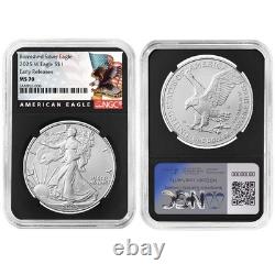 Prévente 2025-W Bruni $1 American Silver Eagle NGC MS70 ER Étiquette Noire R