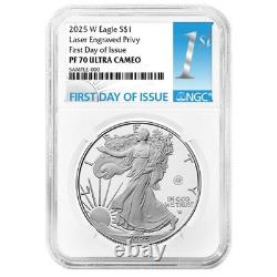 Prévente 2025-W Proof 1 $ Aigle en Argent Américain Laser Beam Privy NGC PF70UC F